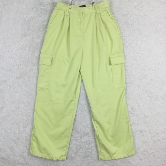Hunter & Brown Pants - Hunter & Brown Womens Pants Wide Leg Cargo Trouser Yellow Pleated High M‎ New